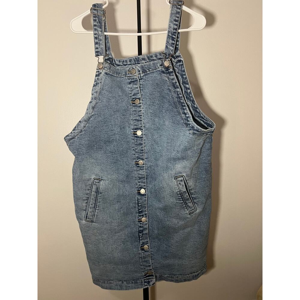 Celebrity Pink Denim Overall Dress Jumper Button Front Pinafore XXL